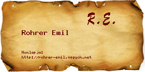 Rohrer Emil névjegykártya
